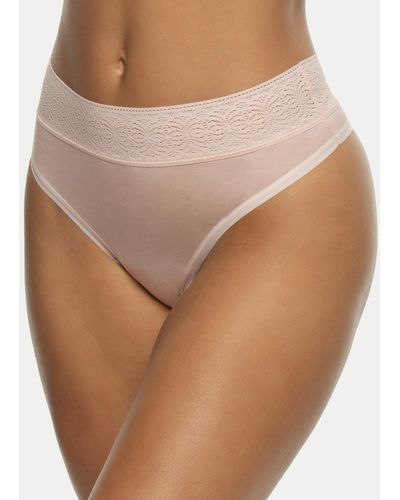Felina Serene Modal And Lace Thong Underwear - Brown