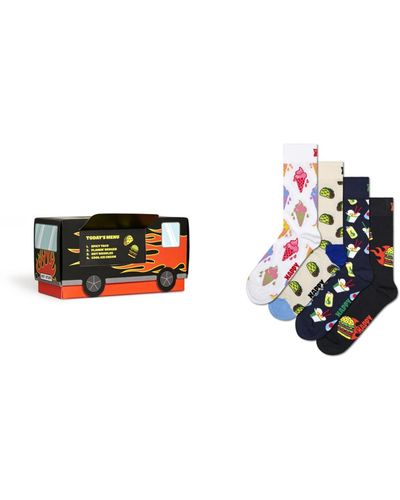 Happy Socks 4-pack Food And Truck Socks Gift Set - Black