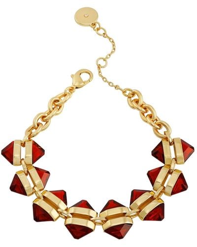 Vince Camuto Imitation Red Siam Epoxy Gold-tone Cable Chain Bracelet - Metallic