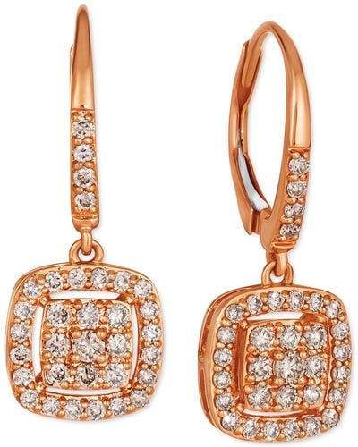 Le Vian ® Nude Diamond Pavé Cluster Leverback Drop Earrings (5/8 Ct. T.w.) In 14k Rose Gold - Orange