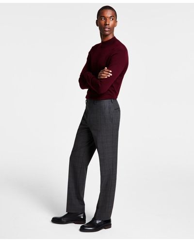 Michael Kors Classic Fit Flat Front Creased Pants - Red
