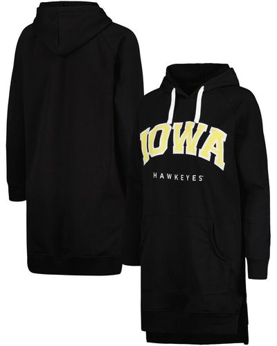 Gameday Couture Iowa Hawkeyes Take A Knee Raglan Hooded Sweatshirt Dress - Black