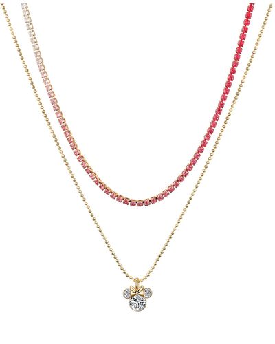 Disney Crystal Minnie Mouse Layered Necklace - Metallic