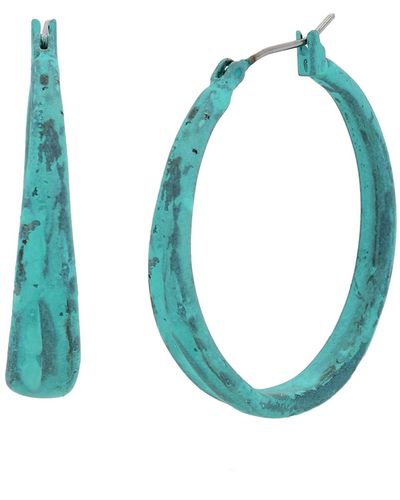 Robert Lee Morris Turquoise Textured Hoop Earrings - Blue