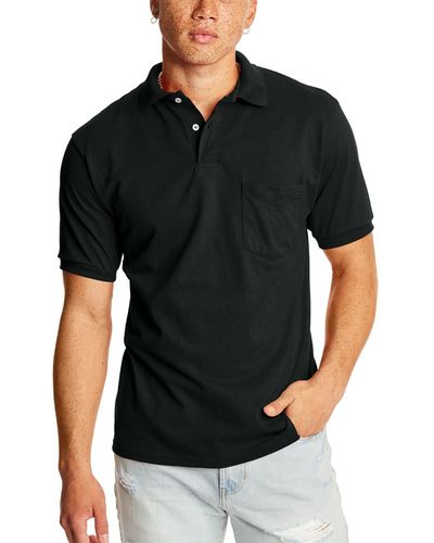 Hanes Ecosmart Pocket Polo Shirt - Black