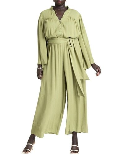 Eloquii Plus Size Flowy Cover Up Jumpsuit - Green