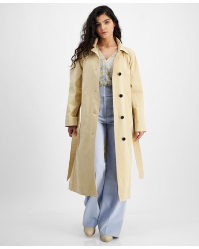HUGO Button-front Trench Coat - Natural
