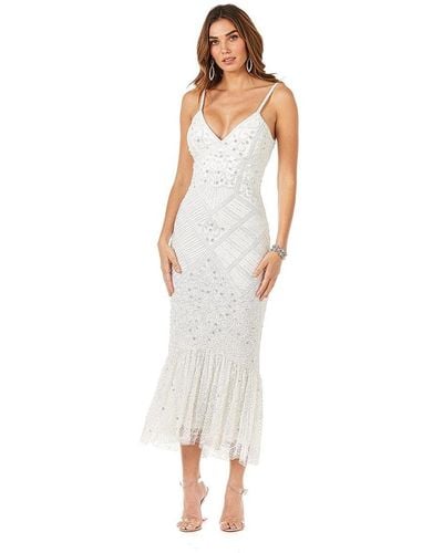 Lara Fae V-neck Spaghetti Strap Wedding Gown - White