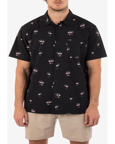 Hurley Rincon Print Short Sleeve Button-up Shirt - Black