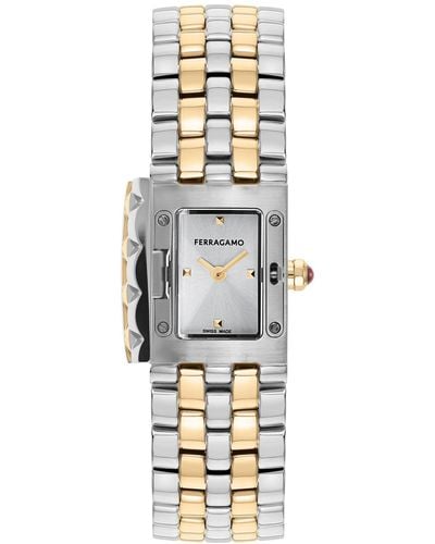 Ferragamo Salvatore Swiss Two-tone Stainless Steel Bracelet Watch 19x30mm - Metallic