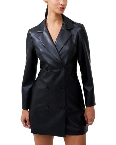 French Connection Crolenda Faux-leather Blazer Dress - Black