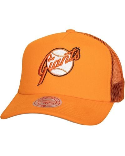 Mitchell & Ness San Francisco Giants Curveball Trucker Snapback Hat - Orange