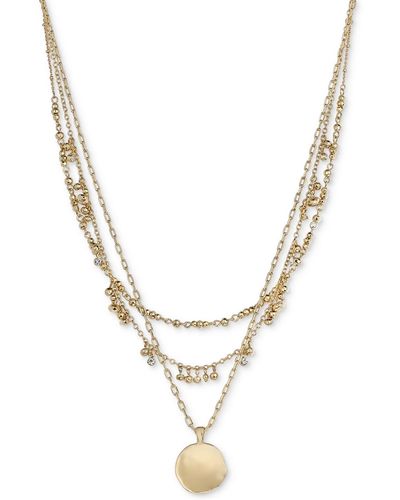 Style & Co. Mixed-metal Layered Beaded Pendant Necklace - Metallic