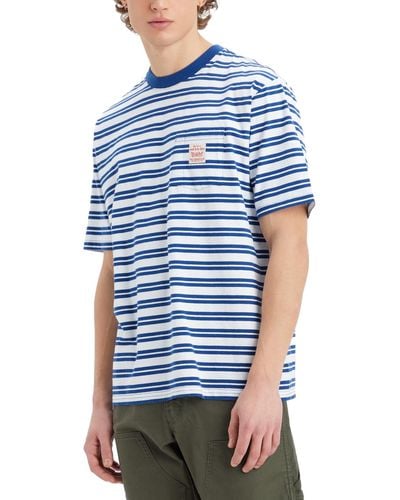 Levi's Workwear Relaxed-fit Stripe Pocket T-shirt - Blue