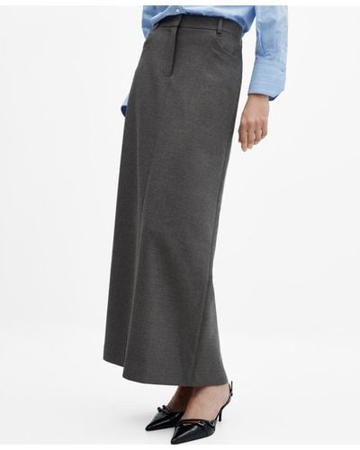 Mango Slit Long Skirt - Gray
