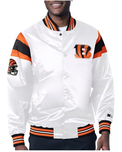 Starter Cincinnati Bengals Satin Full-snap Varsity Jacket - White