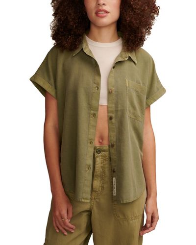 Lucky Brand Linen Short-sleeve Button-down Shirt - Green