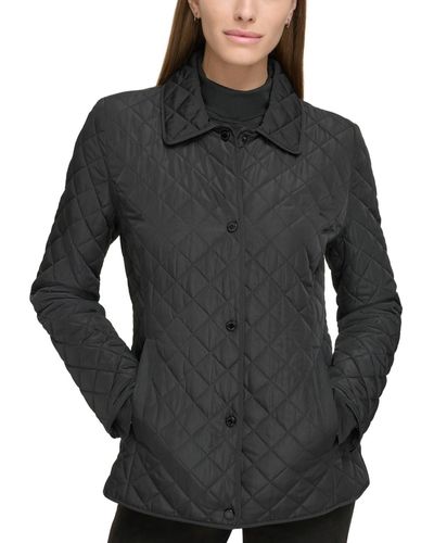 Calvin Klein Collared Quilted Coat - Gray