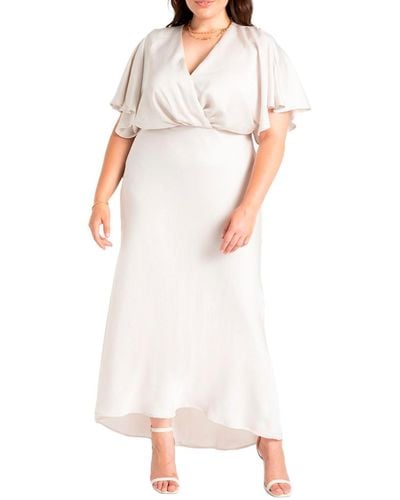 Eloquii Plus Size Kimono Sleeve Maxi Dress - White