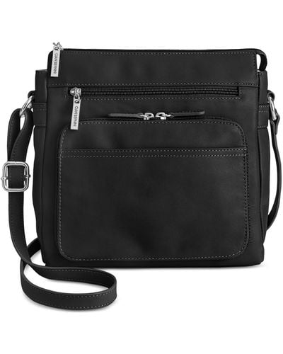 Giani Bernini Nappa Leather Front Zip Crossbody - Black