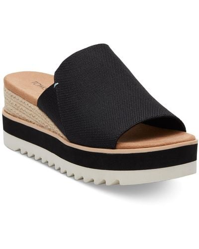 TOMS Diana Flatform Slide Wedge Sandals - Black