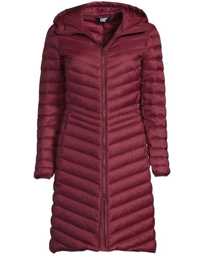 Lands' End Petite Ultralight Packable Down Coat - Red