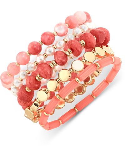 Style & Co. 5-pc. Set Stone & Bead Stretch Bracelets - Pink
