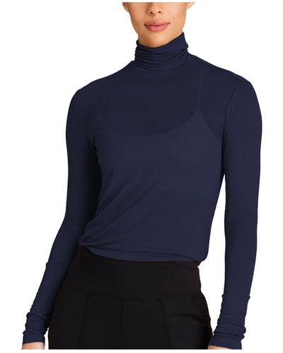 Alala Plus Size Washable Cashmere Turtleneck Long Sleeve T-shirt - Blue