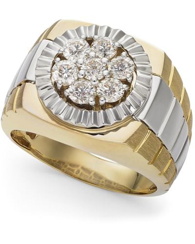 Macy's Men's Diamond Two-tone Ring In 10k Gold (1 Ct. T.w.) - Metallic