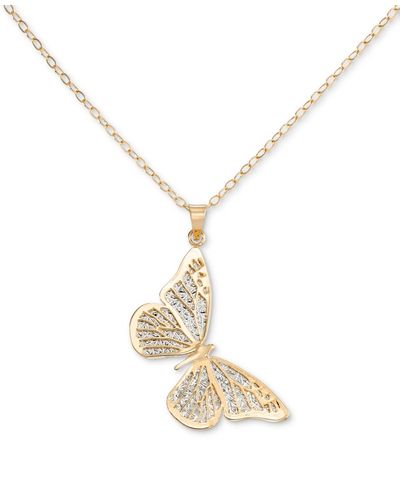 Macy's Filigree Lace Butterfly 18" Pendant Necklace - Metallic
