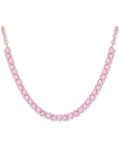 Guess Alternating Heart-shape Stone Collar Necklace - Pink