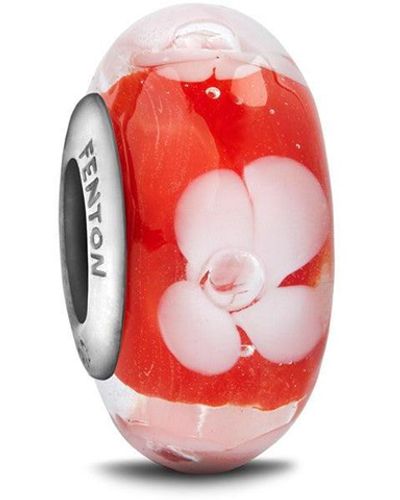Fenton Glass Jewelry: Dearest Love Glass Charm - Red