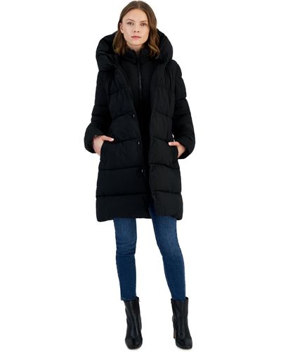 Sam Edelman Oversized-collar Hooded Puffer Coat - Black