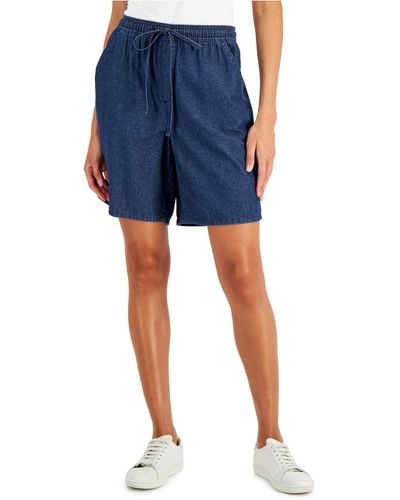 Karen Scott Cotton Gemma Shorts, Created For Macy's - Blue
