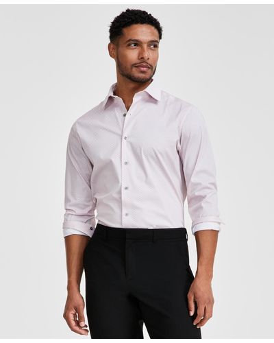 Alfani Talo Slim-fit Geo-print Dress Shirt - White