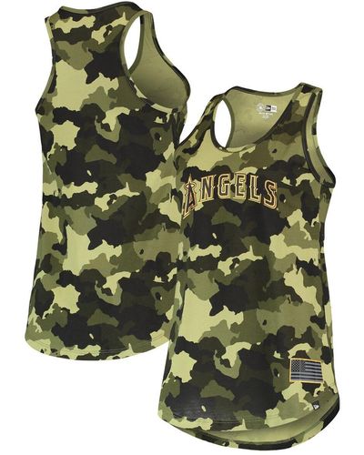 KTZ Los Angeles Angels 2022 Mlb Armed Forces Day Camo Racerback Tank Top - Green
