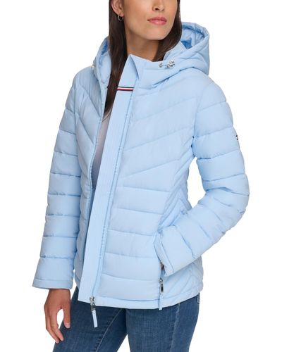 Tommy Hilfiger Hooded Packable Puffer Coat - Blue