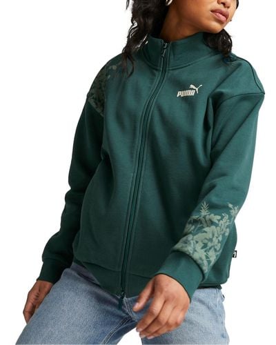 PUMA Essential Floral Vibes Full-zip Track Jacket - Green