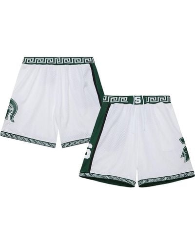 Mitchell & Ness Michigan State Spartans 125th Basketball Anniversary 1999 Throwback Shorts - White