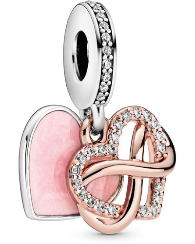 PANDORA Cubic Zirconia Sparkling Infinity Heart Dangle Charm - Pink