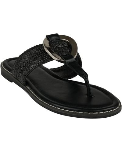 Gc Shoes Jovie Woven Thong Flat Sandals - Black