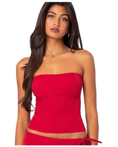 Edikted Selena Lace Up Corset Top - Red