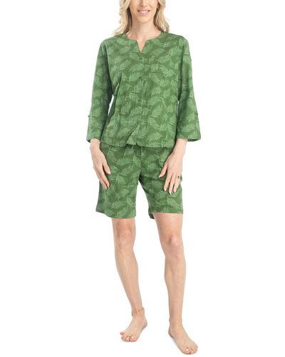 Muk Luks 2-pc. Cabana Casual Cotton Pajamas Set - Green