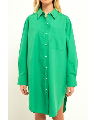 English Factory Classic Collared Shirt Dress - Green