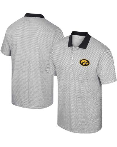 Colosseum Athletics Iowa Hawkeyes Print Stripe Polo Shirt - Gray