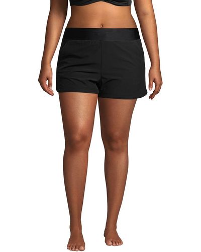 Lands' End Plus Size 3 Inch Quick Dry Swim Shorts - Black