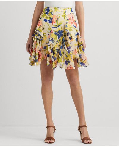 Lauren by Ralph Lauren Petite Ruffled Floral Miniskirt - Multicolor