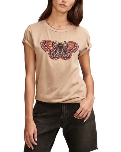 Lucky Brand Multi-color-butterfly-graphic Classic Cotton T-shirt - Black