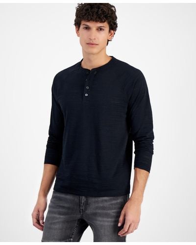 INC International Concepts Long-sleeve Raglan Shirt - Blue