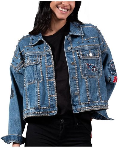 G-III 4Her by Carl Banks Tennessee Titans First Finish Medium Denim Full-button Jacket - Blue